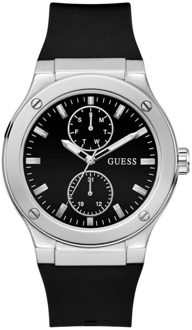 Guess Multifunctionele Jet Zwart Zilver Horloge Guess , Gray , Heren - ONE Size