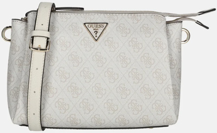 Guess Noelle crossbody tas bone logo Wit