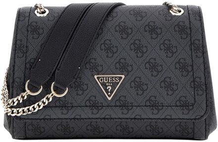 Guess Noelle II Cnvrtble Xbody Flap coal logo schoudertas dames Zwart - H 15,5 x B 26 x D 7,5 cm