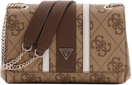Guess Noelle II Cnvrtble Xbody Flap latte logo/brown schoudertas dames Bruin - H 15 x B 24 x D 7 cm
