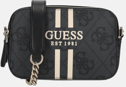 Guess Noelle II crossbody camera bag handtas coal logo Zwart
