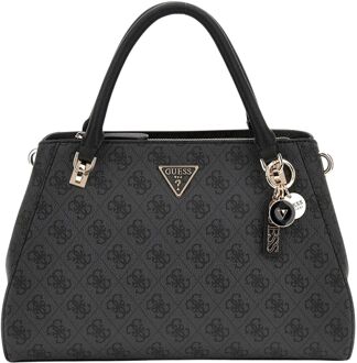 Guess Noelle II Luxury Satchel coal logo handtas dames Zwart - H 21 x B 31 x D 12 cm