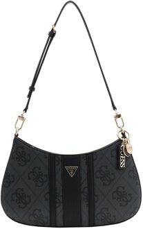 Guess Noelle II Top Zip Shoulder Bag coal logo schoudertas dames Grijs - H 18 x B 29 x D 6 cm