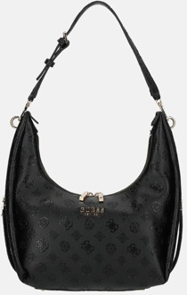 Guess Phoebe hobo schoudertas black logo Zwart