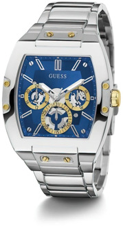 Guess Phoenix Roestvrij Stalen Horloge Blauwe Wijzerplaat Guess , Gray , Heren - ONE Size