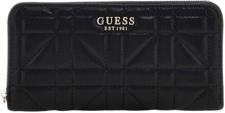 Guess Portefeuille Assia Doorgestikt Zwart - T/U