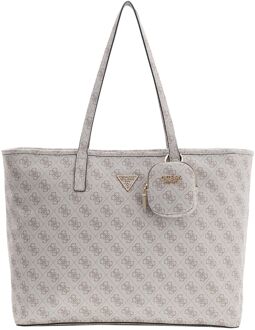 Guess Power Play II Large Tech tote bag dark taupe logo schoudertas dames - H 31 x B 40 x D 14 cm