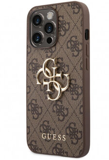 Guess PU 4G Metal Logo case iPhone 14 Pro Max bruin