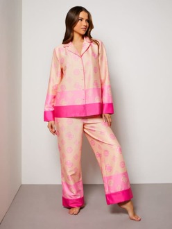 Guess Pyjama Set Met Logo All-Over Roze - XS