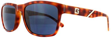 Guess Raad rechthoek heren honingschildpad blauwe zonnebril Bruin