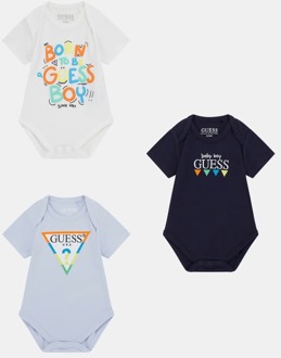 Guess Set 3 Rompers Blauw multi - 12M