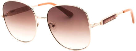 Guess Shiny Rose Gold Metalen Montuur Zonnebril met Gradiënt Bruine Lenzen - One Size