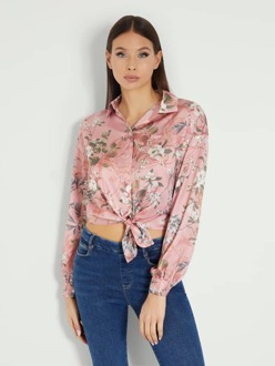 Guess Shirt Met All-Over Print Bloemenprint roze - XL