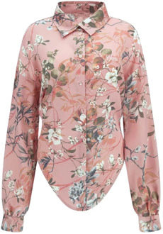 Guess Shirt Met All-Over Print Bloemenprint roze