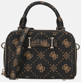 Guess Silia mini handtas espresso logo Donkerbruin