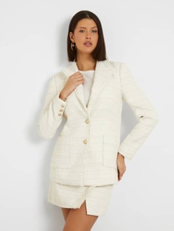 Guess Single-Breasted Blazer Tweed Crème - M