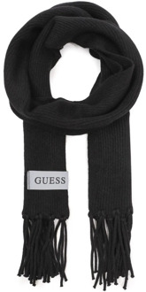 Guess Sjaal met Franjes - Zwarte Tinten Guess , Black , Heren - ONE Size