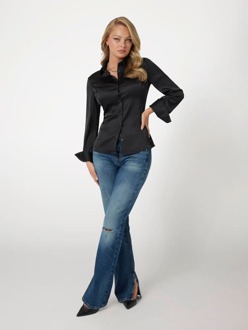 Guess Slim Fit Satijnen Overhemd Zwart - L