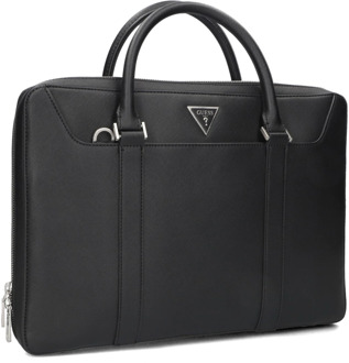 Guess Slimme Leren Laptoptas met Handvat Guess , Black , Heren - ONE Size