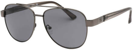 Guess Smoke Lens glanzende metalen zilveren zonnebril - maat