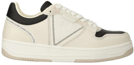 Guess Sneakers in Wit Beige Zwart Synthetisch Guess , Beige , Heren - 41 Eu,44 Eu,45 Eu,43 Eu,42 Eu,40 EU