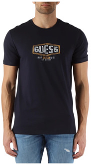 Guess Stretch Katoen Slim Fit Logo T-shirt Guess , Blue , Heren - 2Xl,Xl,L,M,S