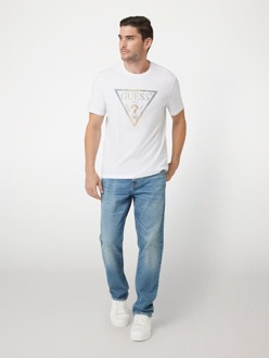 Guess Stretch T-Shirt Met Driehoek Logo Wit - XL