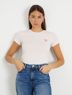Guess Stretch T-Shirt Met Klein Driehoek Logo licht roze - S