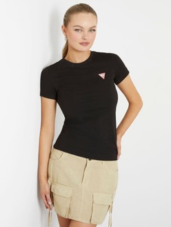Guess Stretch T-Shirt Met Klein Driehoek Logo Zwart - XL