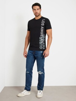 Guess Stretch T-Shirt Met Logo Op De Zijkant Zwart