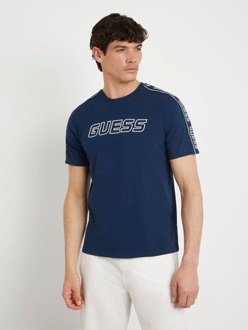 Guess Stretch T-Shirt Met Logo Voorkant Blauw - S
