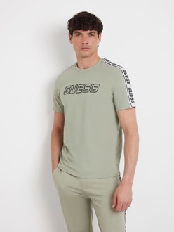 Guess Stretch T-Shirt Met Logo Voorkant Groen - XL