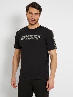 Guess Stretch T-Shirt Met Logo Voorkant Zwart