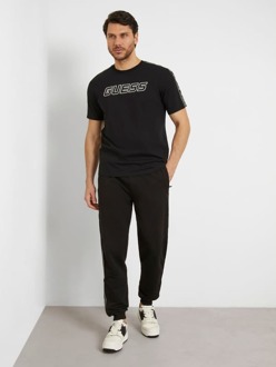 Guess Stretch T-Shirt Met Logo Voorkant Zwart