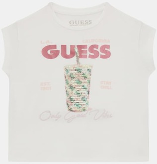 Guess Stretch T-Shirt Met Print Voorkant Wit - 3