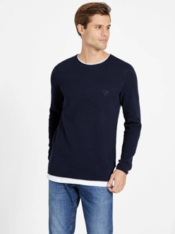Guess Sweater Driehoek Logo Voorkant Blauw - M