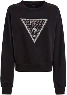 Guess Sweater Kristal Netstof Zwart - M
