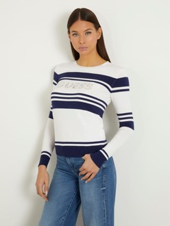 Guess Sweater Logo Strass Blauw multi - XL