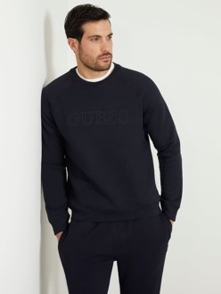Guess Sweater Logo Voorkant Blauw
