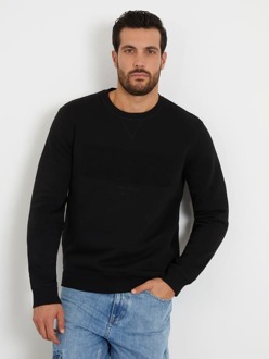 Guess Sweater Logo Voorkant Zwart - M