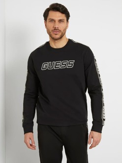 Guess Sweater Logo Voorkant Zwart - S