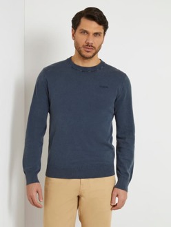 Guess Sweater Met Geborduurd Logo Aan De Zijkant Blauw - S