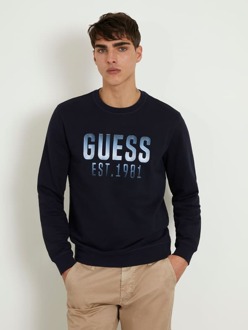 Guess Sweater Met Geborduurd Logo Donkerblauw - S