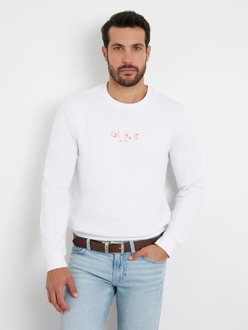 Guess Sweater Met Geborduurd Logo Wit - XL