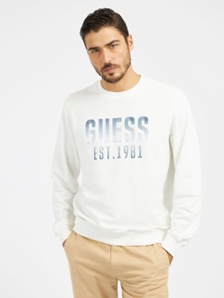 Guess Sweater Met Geborduurd Logo Wit