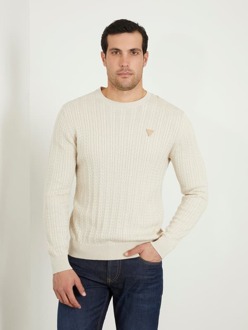 Guess Sweater Met Gebreide Kabels Crème - XL
