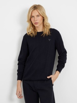 Guess Sweater Met Gebreide Kabels Donkerblauw - S