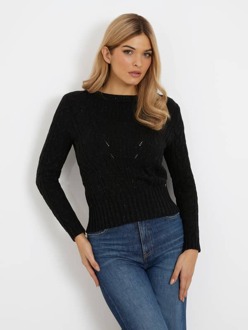 Guess Sweater Met Gebreide Kabels Zwart - S