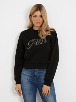 Guess Sweater Met Logo Met Stras Op De Voorkant Zwart - XS