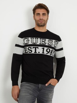 Guess Sweater Met Logo Op De Voorkant Zwart